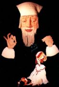 Alter Puppenmann mit Petruschka